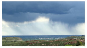 Dark clouds delivering rain